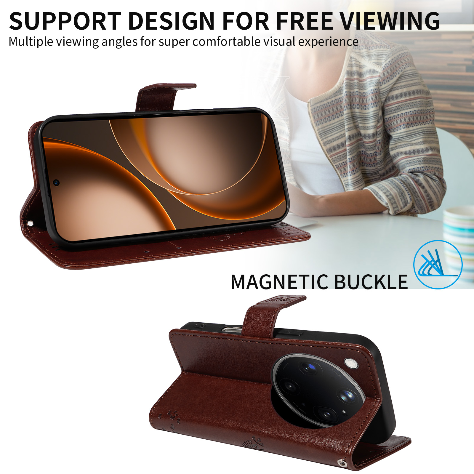 Leather Wallet Flip Case for O - Oppo Find X8 评论和价格
