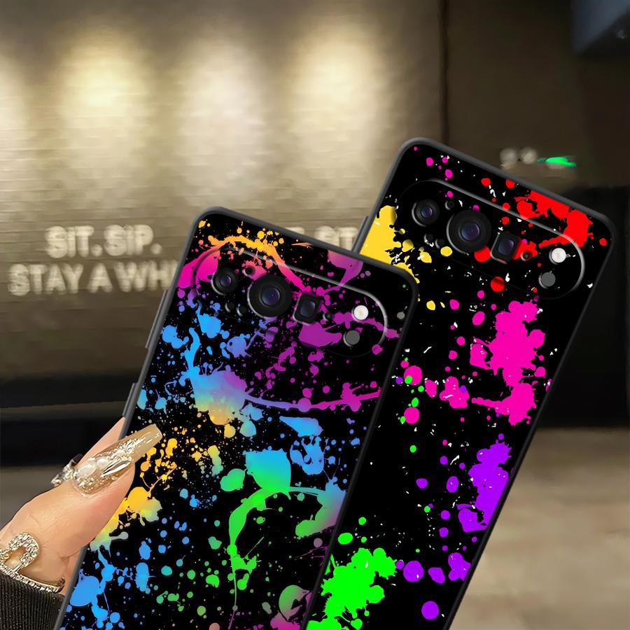Rainbow Paint Splatters Funda  - Google Pixel 9 Pro 评论和价格